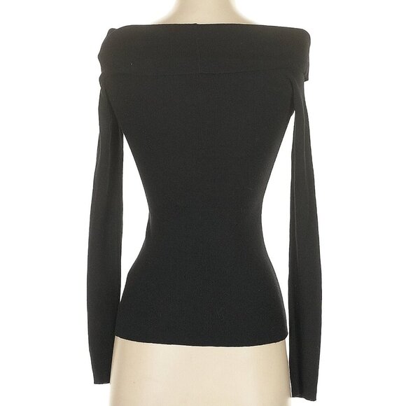 NWT Studio By The Workshop Black Off Shoulder Soft Wool Blend Sweater NEW S Rib - Picture 5 of 16